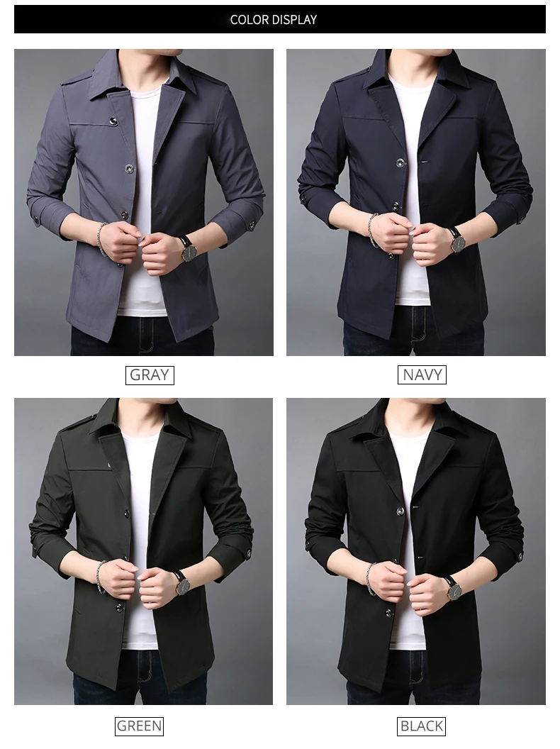 New Fashion Jackets Mens Long Sleeve Outerwear High Street Trend Windbreaker Overcoat Trending Casual Coat Men Clothing
