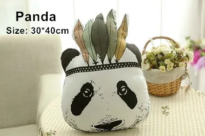 panda head Милые Мультяшные животные панда Медведь енот лиса сова охотник Подушка с изображением солдата Подушка Детские куклы мягкие игрушки для детской комнаты украшения - Цвет: panda head