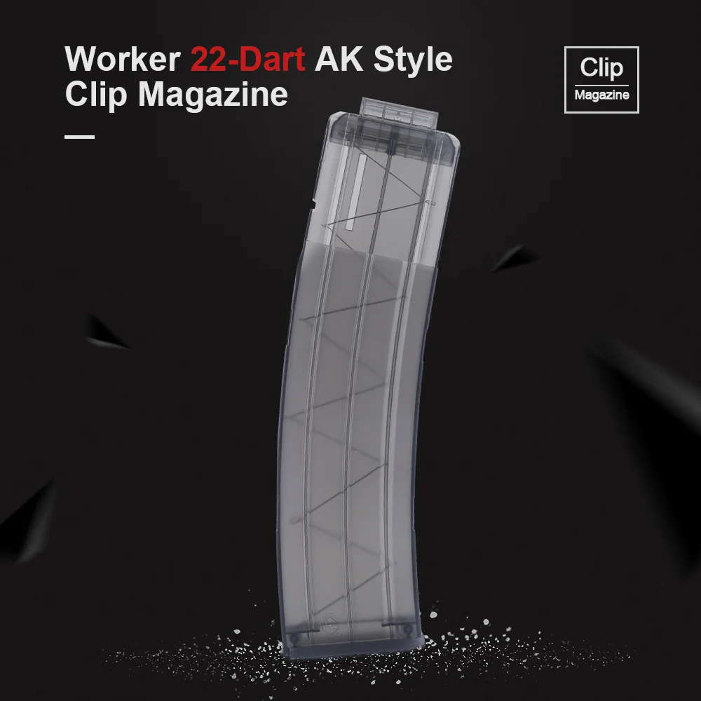 22 Дротика Worker/15/12 s AK стиль черный прозрачный зажим журнал Мягкая Пуля для Nerf