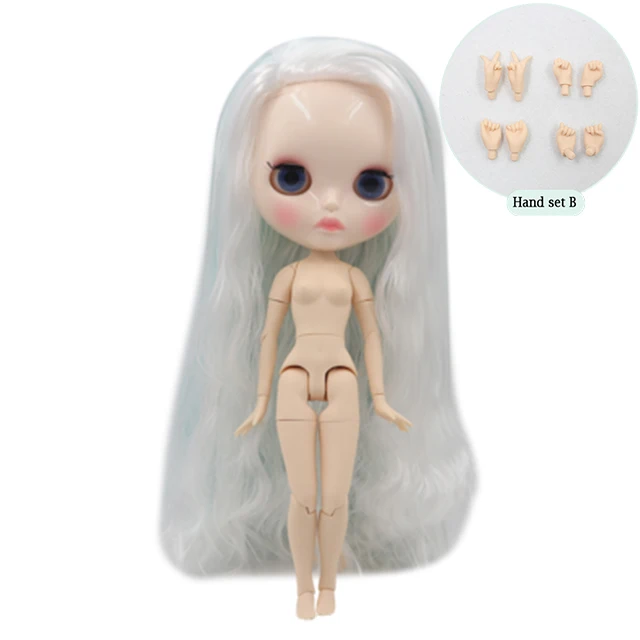 Ледяной обнаженный завод Blyth Кукла № BL6909/136 детские голубые микс белые волосы соединение тела белая кожа вырезает губы глянцевое лицо Neo BJD - Цвет: like the picture