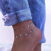 bohemian pearl anklets for women foot jewelry vintage barefoot bracelet on leg female multilayer accessories wholesale
