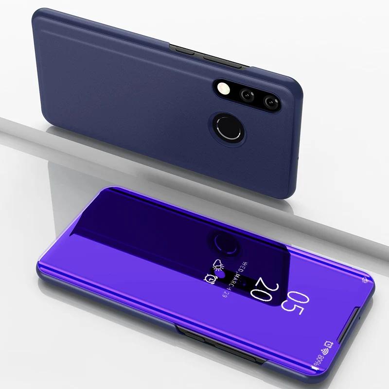 Purple Blue Зеркальный кожаный чехол-подставка для huawei P30 P20 P8 Lite Pro Honor 8X8 8A 10 Lite Nova 4 3 3i 3 2i P Smart Coque - Цвет: Purple Blue