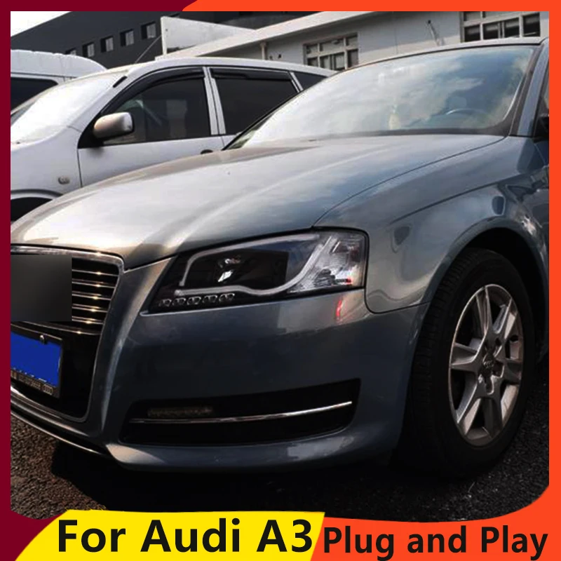 KOWELL автомобилей для укладки Стайлинг для AUDI A3 фары 2008-2012 для A3 фара светодио дный DRL Передняя Биксеноновая объектив двойной луч СПРЯТАЛСЯ комплект