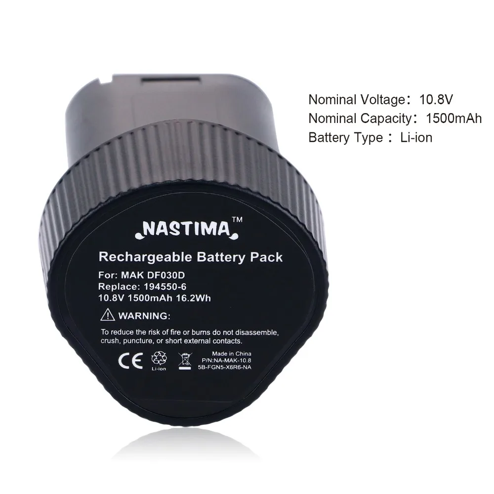 Литий-ионный аккумулятор NASTIMA 10 8 В 1500 мАч для Makita BL1013 BL1014 TD090D TD090DW LCT203W 194550-6