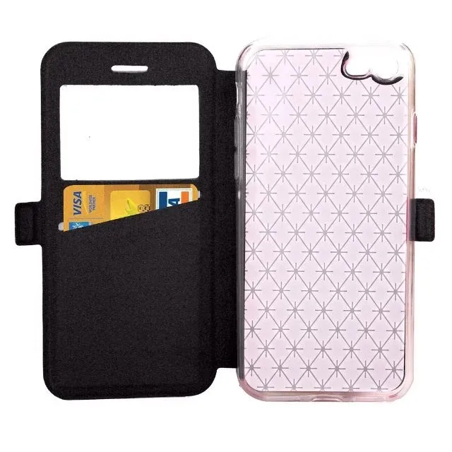 C-ku Open Window View Flip Leather Wallet Pouch Case For iphone8 iphone 8 7 Plus Huawei P9 Lite Cover TPU ID Card Stand 120pcs | Мобильные