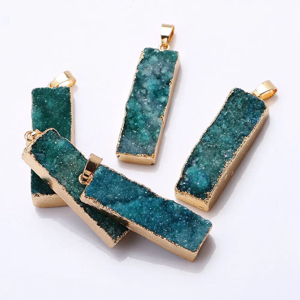 Jewnou Natural Crystal Gilded Fashion Pendant Short Necklace Woman Fine Jewelry Wholesale Stone Agate Charm Chakra | Украшения и