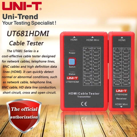 Тестер кабеля UNI-T UT681HDMI, тестер кабеля передачи данных высокой четкости HDMI/MINI-HDMI, ручное/автоматическое выключение