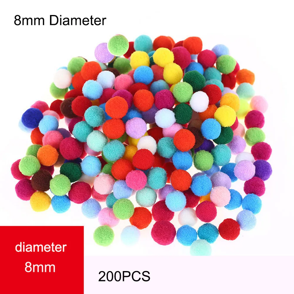 

200pcs/lot Pompom 8mm Mini Fluffy Soft Pom Poms Pompones Ball Furball Handmade Crafts DIY for Home Decor Sewing Supplies