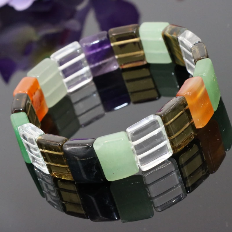 Лидер продаж! Эластичный разноцветный браслет из карнелианового турмалина с