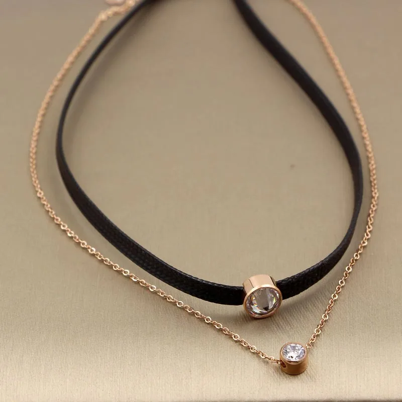 Женская бархатная цепочка из ленты круглая нержавеющей стали с бархатным