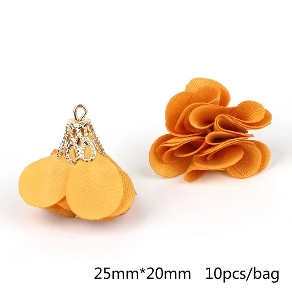 Orange 25*20 мм маленькая жемчужина Пряжка факел Покрытие золотой колокольчик цветок кисточкой для серьги Мода DIY ювелирных изделий Изготовление - Цвет: Orange