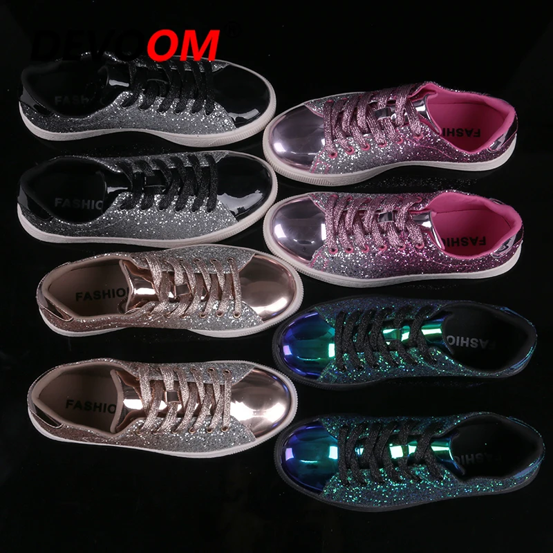 Новинка 2019 обувь для скейтборда женская с блестками женские кроссовки большая