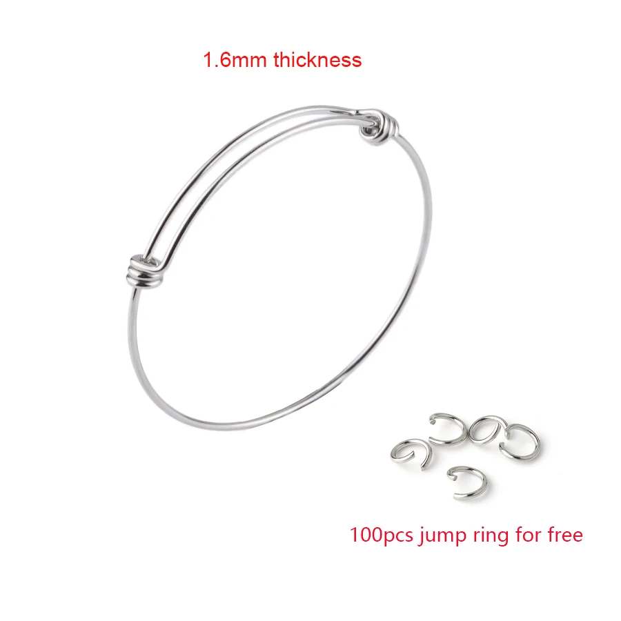 1.6mm steel color Fnixtar 1,8 мм 1,6 мм Толщина провод браслет Нержавеющая сталь расширяющийся кабель браслет ДЖАМП-Кольцо 55/60/66 мм 50 шт./лот - Окраска металла: 1.6mm steel color