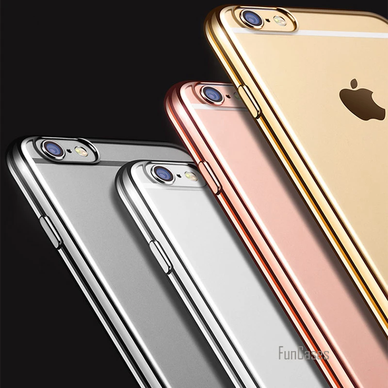 Роскошный мягкий силиконовый чехол для iPhone 5 5S 5C SE 6 S 7 Plus позолоченная Гибкая