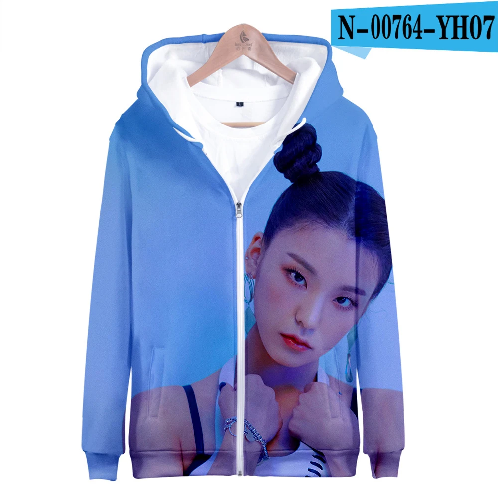 N00764 Забавные 3d Itzy Kpop моды хип-хоп Для мужчин Для женщин Толстовки с капюшоном на молнии куртка топ Повседневное с длинным рукавом унисекс на молнии 3D с капюшоном толстовка 4XL - Цвет: N00764