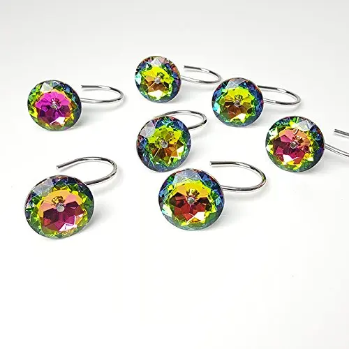 12 штук прозрачные красочные хрустальные крючки для занавесок набор колец ванной