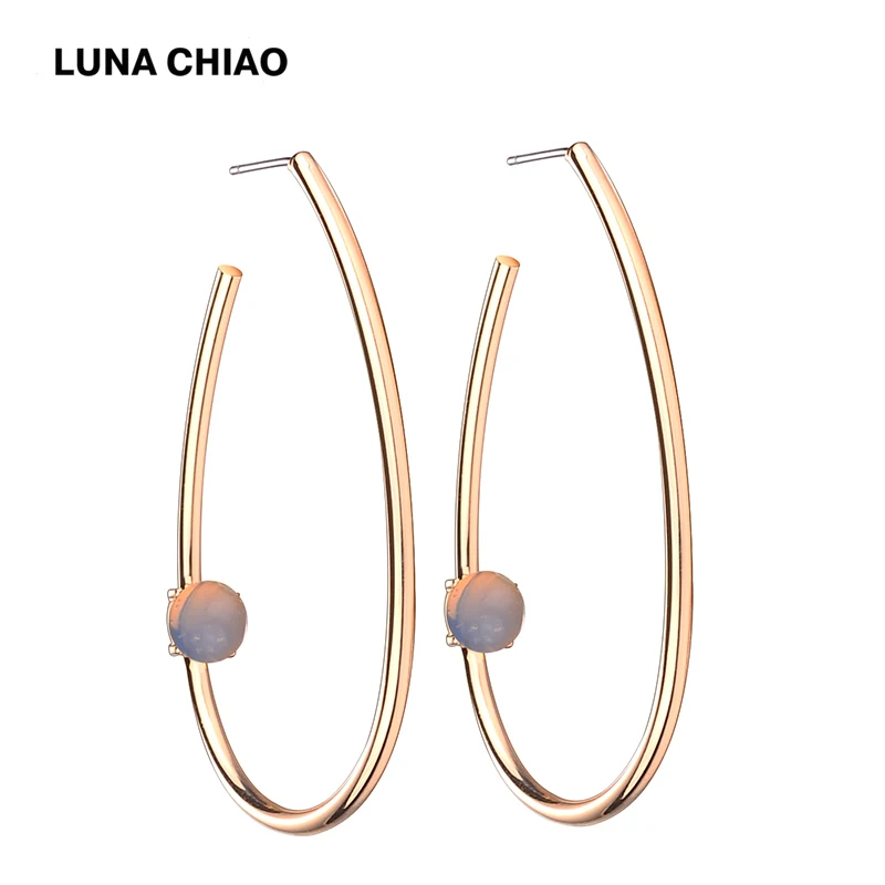 Женские медные серьги капельки LUNA CHIAO большие из драгоценного камня|earrings for|stone