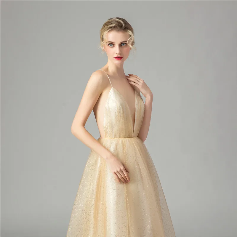 Сексуальные вечерние платья с глубоким V образным вырезом и открытой спиной