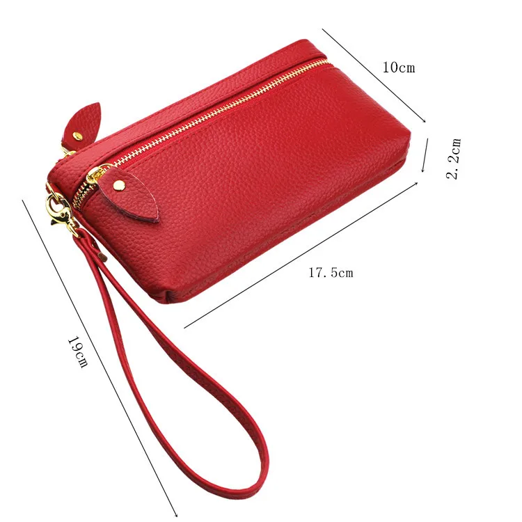 

Fashion Women Genuine Leather Zipper Long Wallets Clutch Coin Purse Ladies phone Card Holder Wallet Purse Bag Clutches Bag