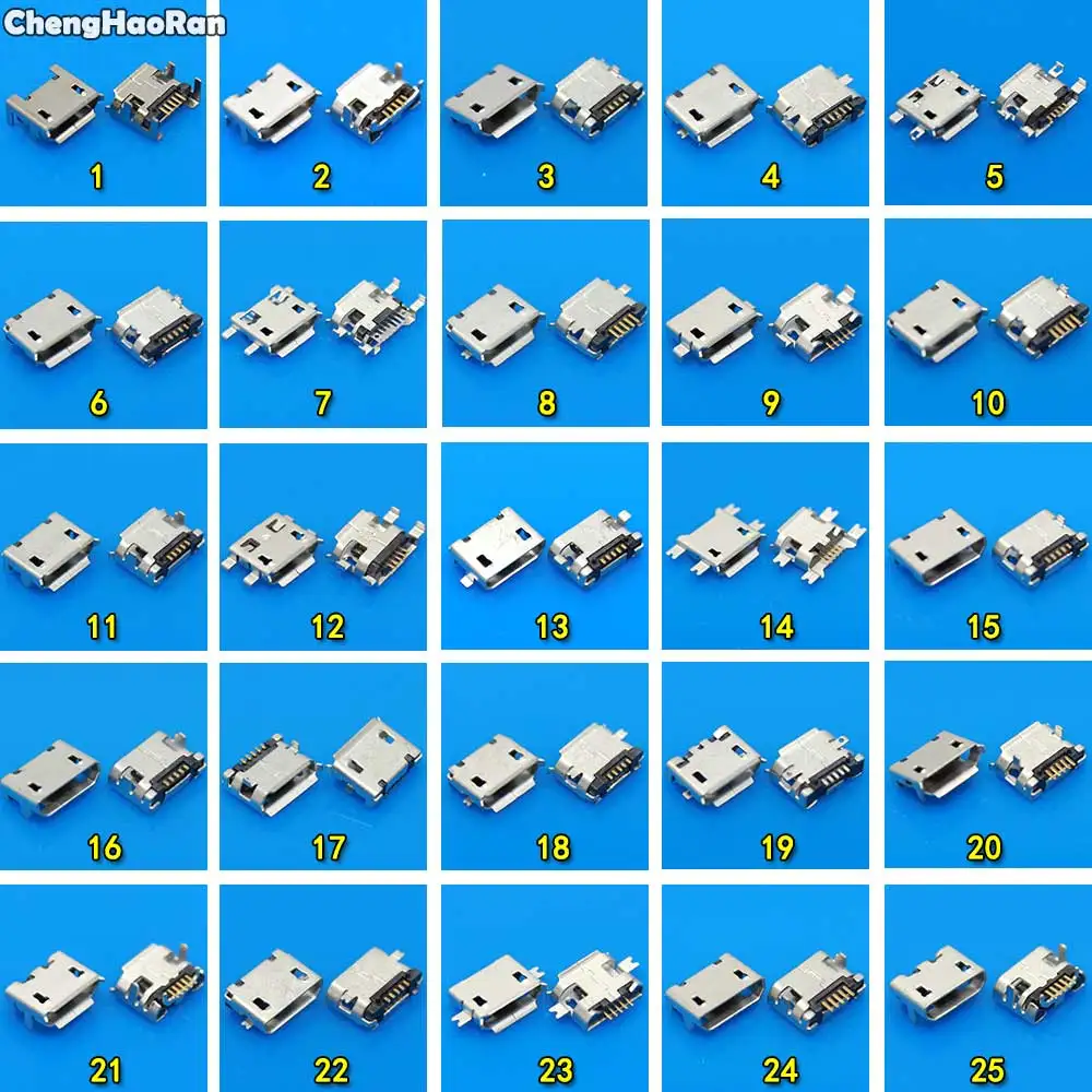 

ChengHaoRan 25-100pcs 5 pin 7pin Micro USB Jack Socket,USB Connector Charging Port for Samsung Lenovo Huawei ZTE tablet GPS ect