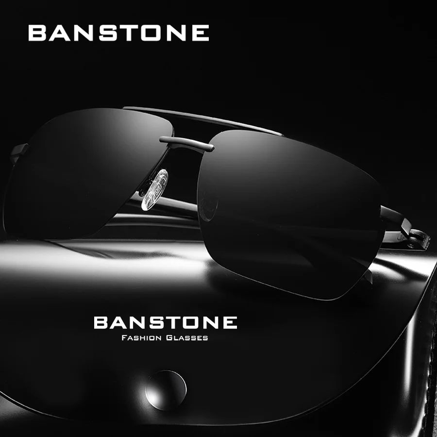 Мужские Солнцезащитные очки авиаторы BANSTONE поляризационные HD без оправы модные