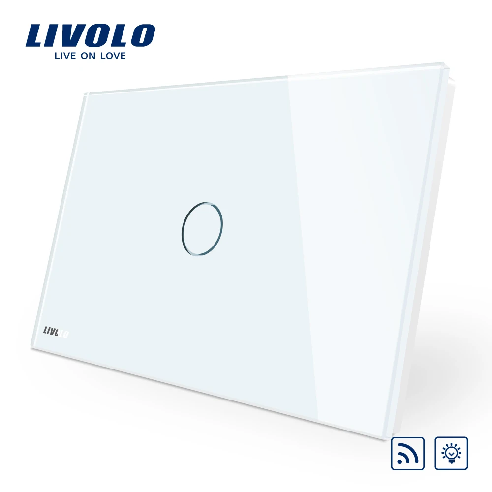 Livolo пульт дистанционного управления, стандарт AU/US, VL-C901DR-11, белая Хрустальная стеклянная панель, настенный светильник, беспроводной дистанционный диммер