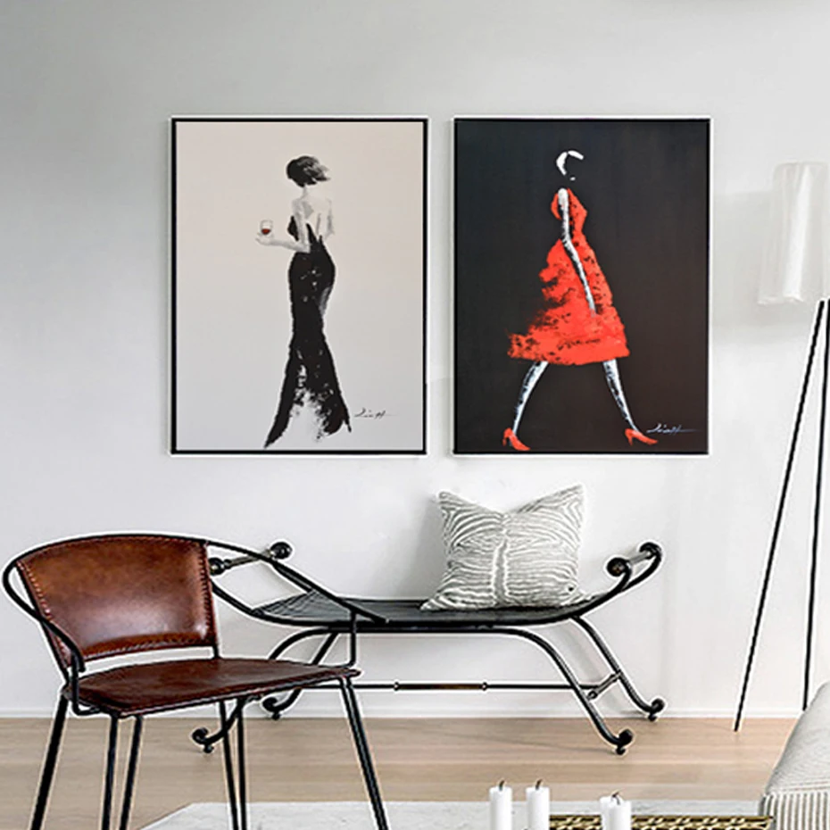 

Fashion Women Canvas Paintings Modern Posters and Prints Nordic Abstract Wall Art Pictures For Living Room Home Decor Unframed