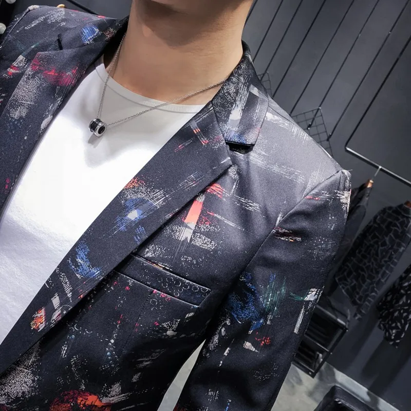 2019 новый дизайн блейзер для мужчин одна кнопка повседневное Slim Fit пиджаки Черный