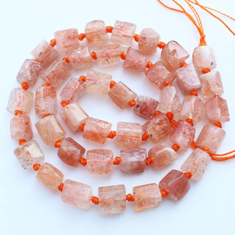 Gold Sunstone Натуральный кристалл Чароит Аквамарин Лабрадорит Родохрозит Турмалин кунизит, 5-10 мм нерегулярные колонны бусины, DIY ювелирные изделия - Цвет: Gold Sunstone