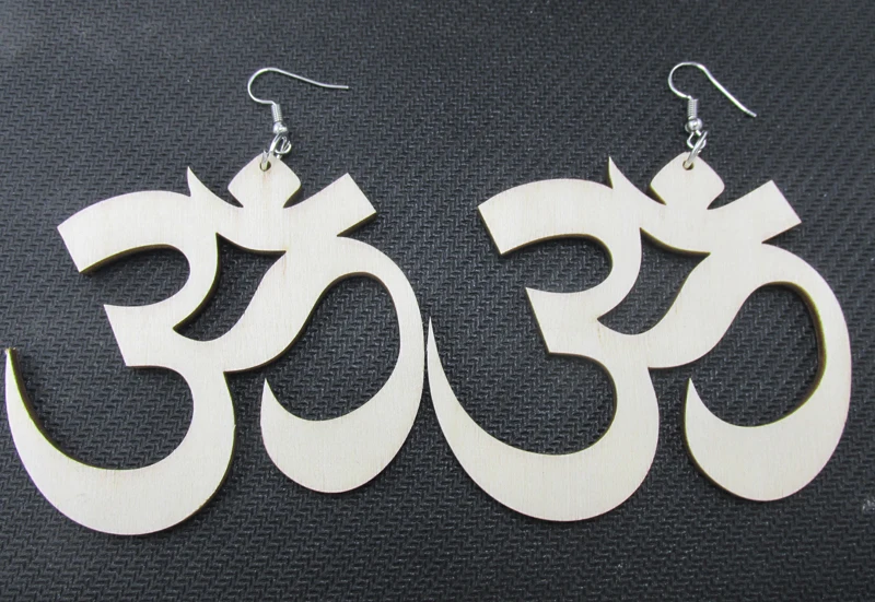 

3 inch OM Dangle Wood Earrings
