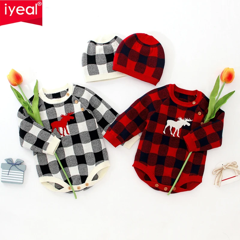 IYEAL для новорожденных Рождественские комбинезоны малышей Вязаное пальто-боди с