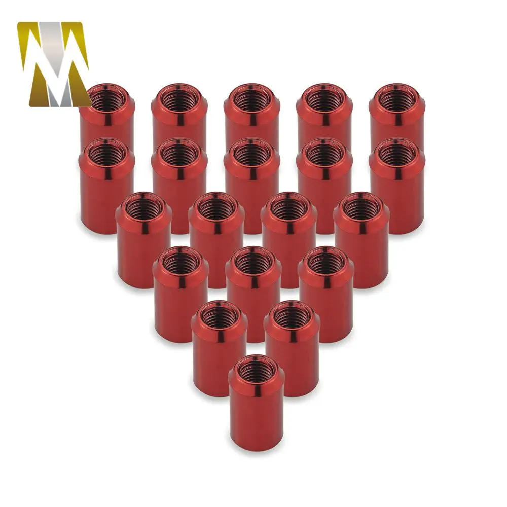 Red M12x1.25 20 штук универсальные стальные колесные гайки гоночные железные запорные гайки M12 x 1,5 1,25 для Nissan Infiniti Subaru Suzuki - Название цвета: Red M12x1.25