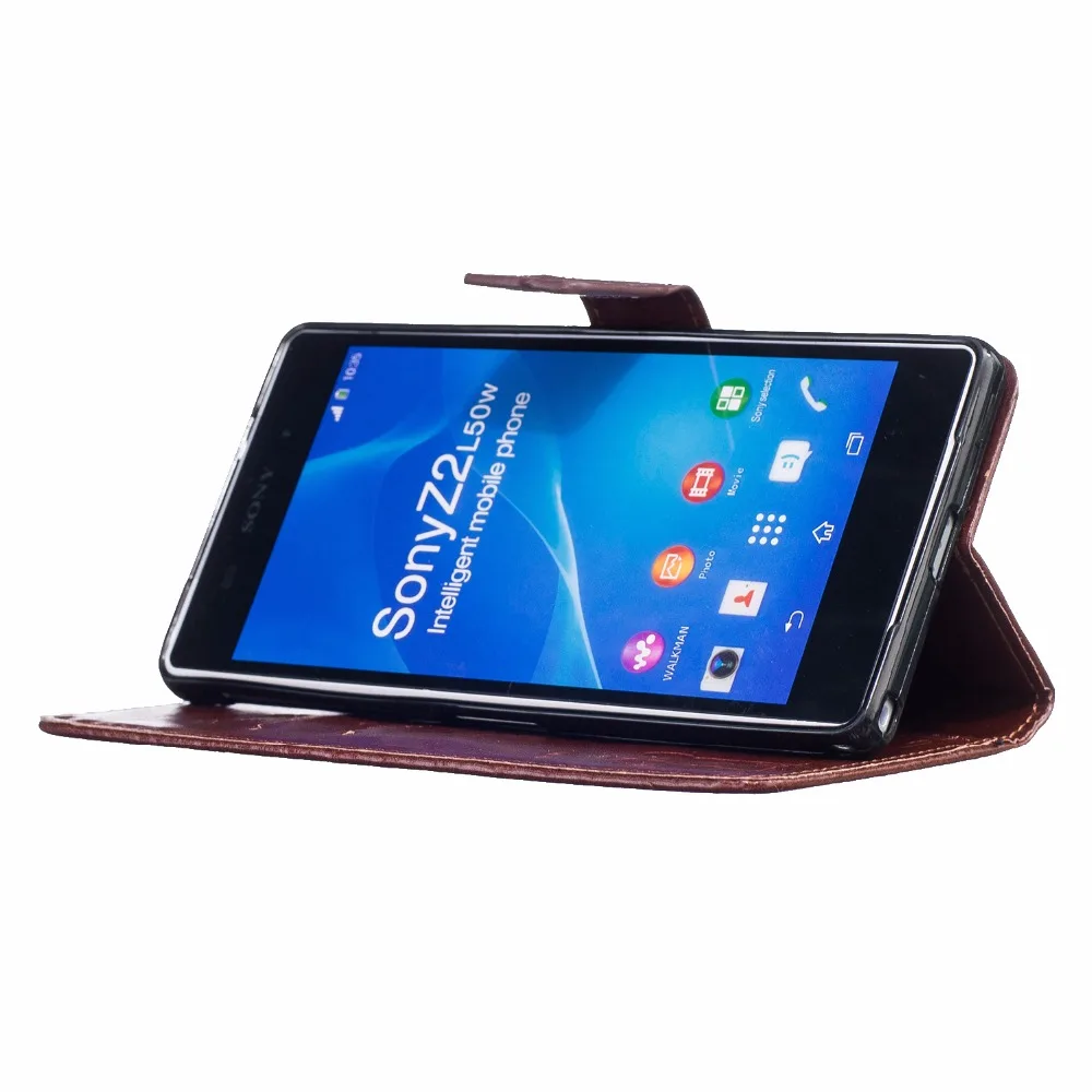 Роскошные ретро искусственная кожа Одуванчик флип чехол для Coque sony Xperia Z2 z 2 4 г LTE