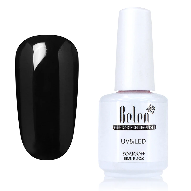 1348 black Belen УФ великолепный цвет Гель-лак для ногтей Vernis полуперманентное верхнее покрытие Базовое покрытие гель лак 15 мл - Цвет: 1348 black