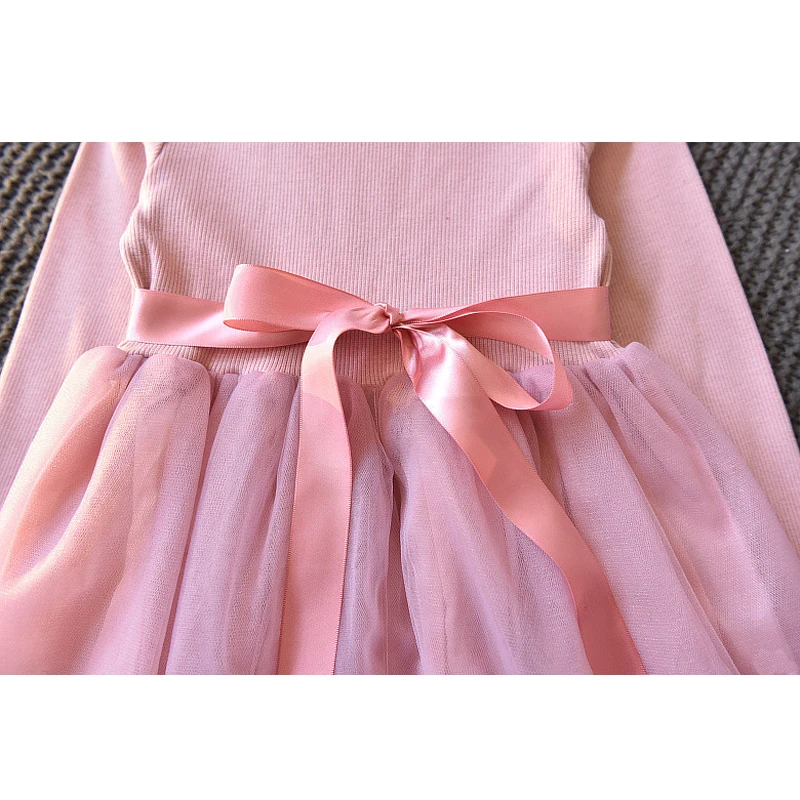 LOVE DD&ampMM Girls Dresses 2021 Autumn New Children's Clothing Fashion Lace Kidney Knit Mesh Stitching Princess Dress | Детская