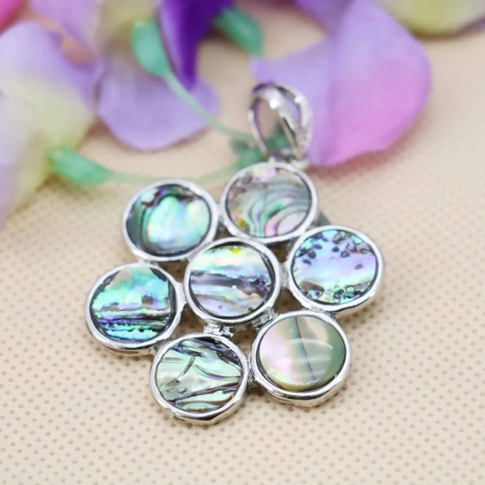 35 мм Модный цветочный дизайн в полоску материал абалона Морская ракушка кулон