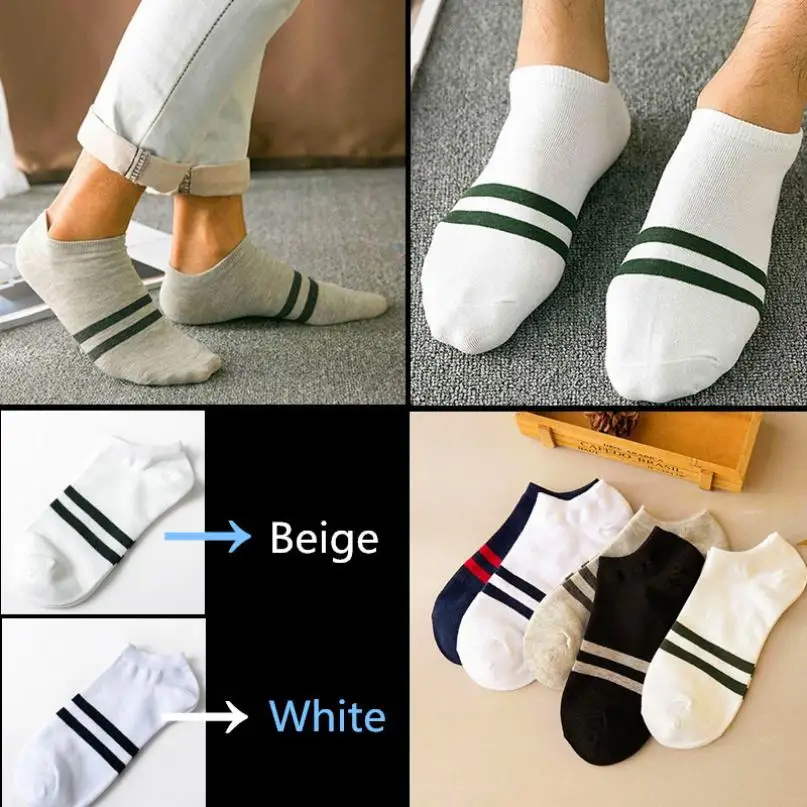 

2019 New Arrival 1Pair Unisex Fashion Comfortable Stripe Cotton Women Sock Slippers Short Ankle Men's Socks Free Shipping #J05