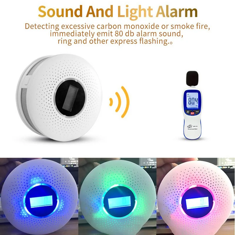 2 in 1 CO Smoke Detector Gas Analyzer Fire Protection Portable Alarm Sensors For Home Security System | Инструменты
