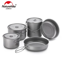 naturehike lightweight high strength titanium cookware outdoor camping pot portable frying pan self cleaning function nh18t101 a