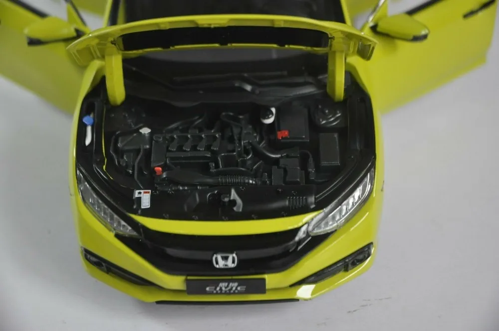 1:18 литье под давлением модель для Honda Civic MK10 желтый седан Игрушечная машина из сплава миниатюрная коллекция подарки