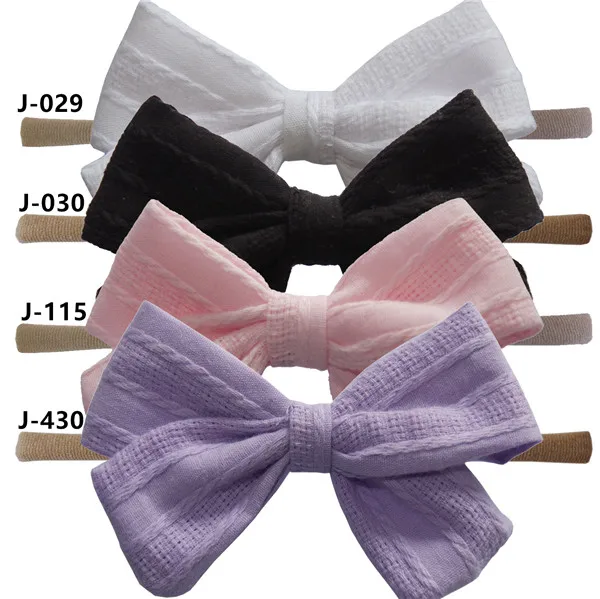 Jacquard Set 1 4 предмета, детское платье для девочек ткань банты, повязки на голову бант для волос резинки для волос для девочек Мягкая тонкая нейлоновая повязка на голову из хлопковой ткани, с бантом женские аксессуары для волос - Цвет: Jacquard Set 1