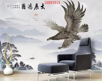 beibehang custom size new chinese style exhibition hongtu eagle spread wings landscape marble wallpaper decoration painting w