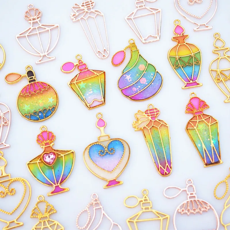 5 шт./лот Золотая бутылка ювелирных изделий металлическая рамка подвеска оправа