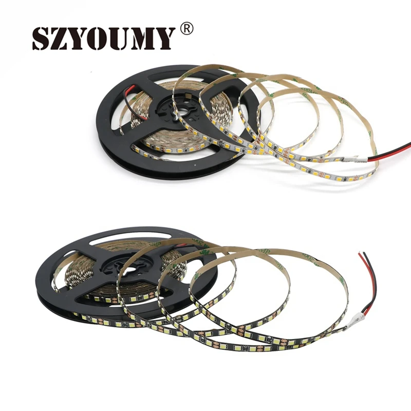 Узкая Светодиодная лента syoumy IP20 5 мм светильник 2835 SMD гибкая Диодная белая/черная