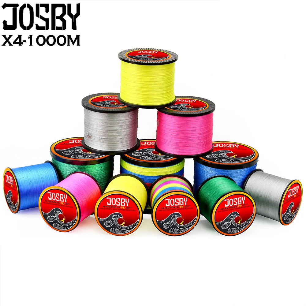 JOSBY 1000 м 4 нити плетеная рыболовная леска многоцветная супер прочная провода