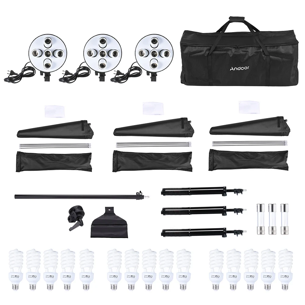 Andoer студийный Фото Видео софтбокс светильник ing Kit фото оборудование 15x45 Вт лампа