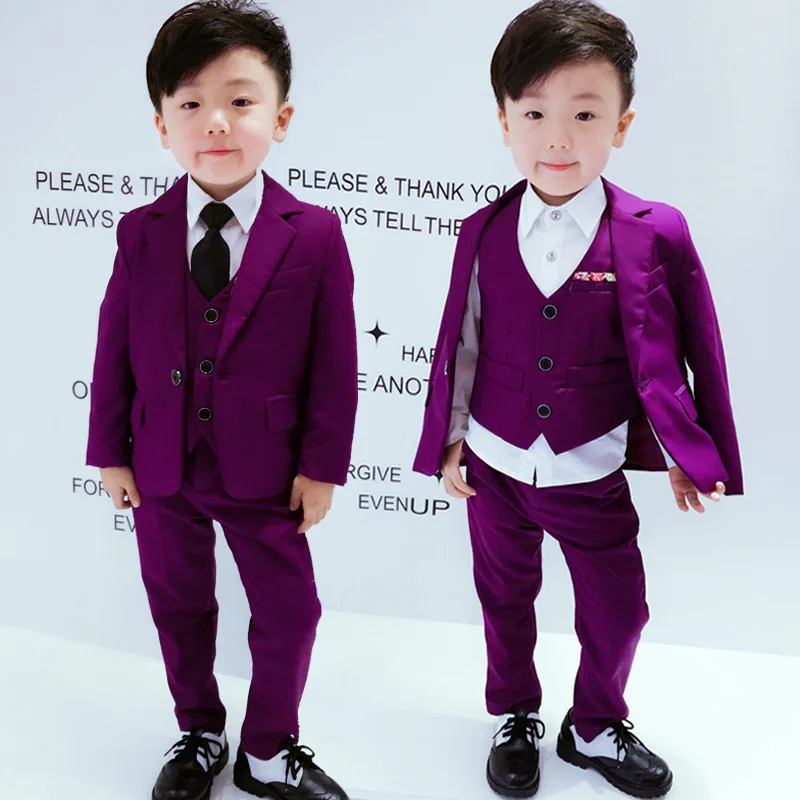 

Children's Formal dress Suit Sets Flower Boys Blazer Vest Pants 3pcs Outfits Kids slim Wedding Party performance Costume
