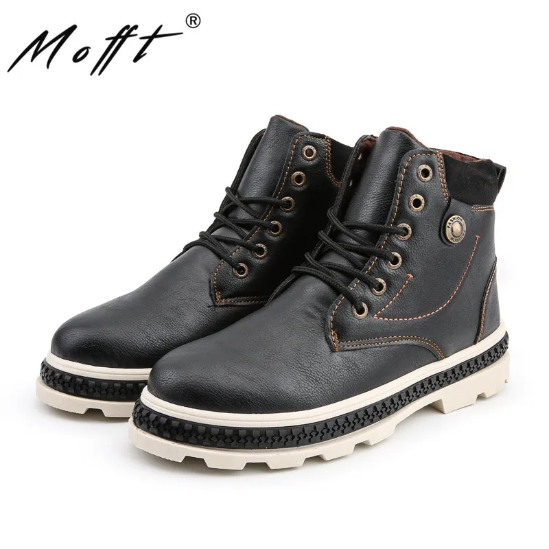 Men Ankle Boots Leather Winter Short Plush Youth Round Toe High Top for Black Brown Grey Shoes Male Hard Wearing | Обувь