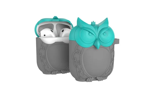 Green Gray Силиконовый противоударный водонепроницаемый защитный чехол в форме совы для AirPods - Цвет: Green Gray