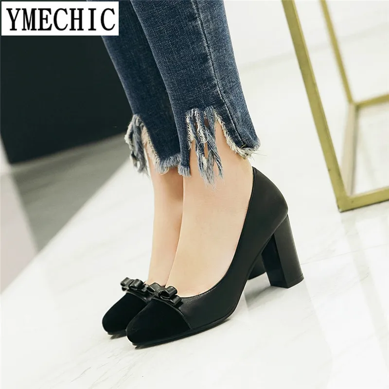 YMECHIC 2018 новые модные классические женские туфли для офивечерние с бантом